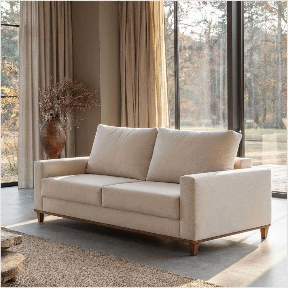 Sofá 3 Lugares em Linho com Molas Sala de Estar 180cm Vênus