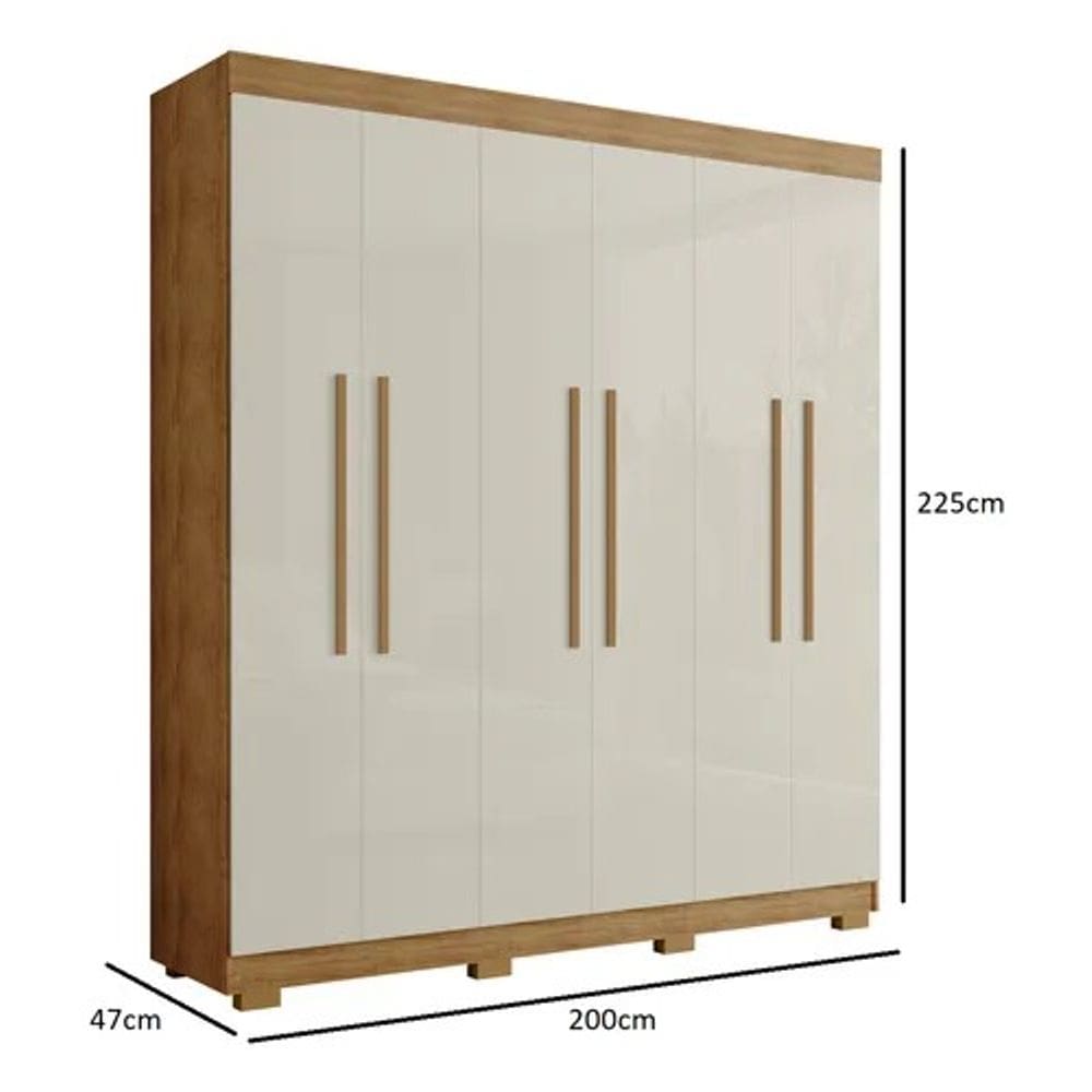 Guarda Roupa 6 portas PORTO BELLO CEDRO/AREIA