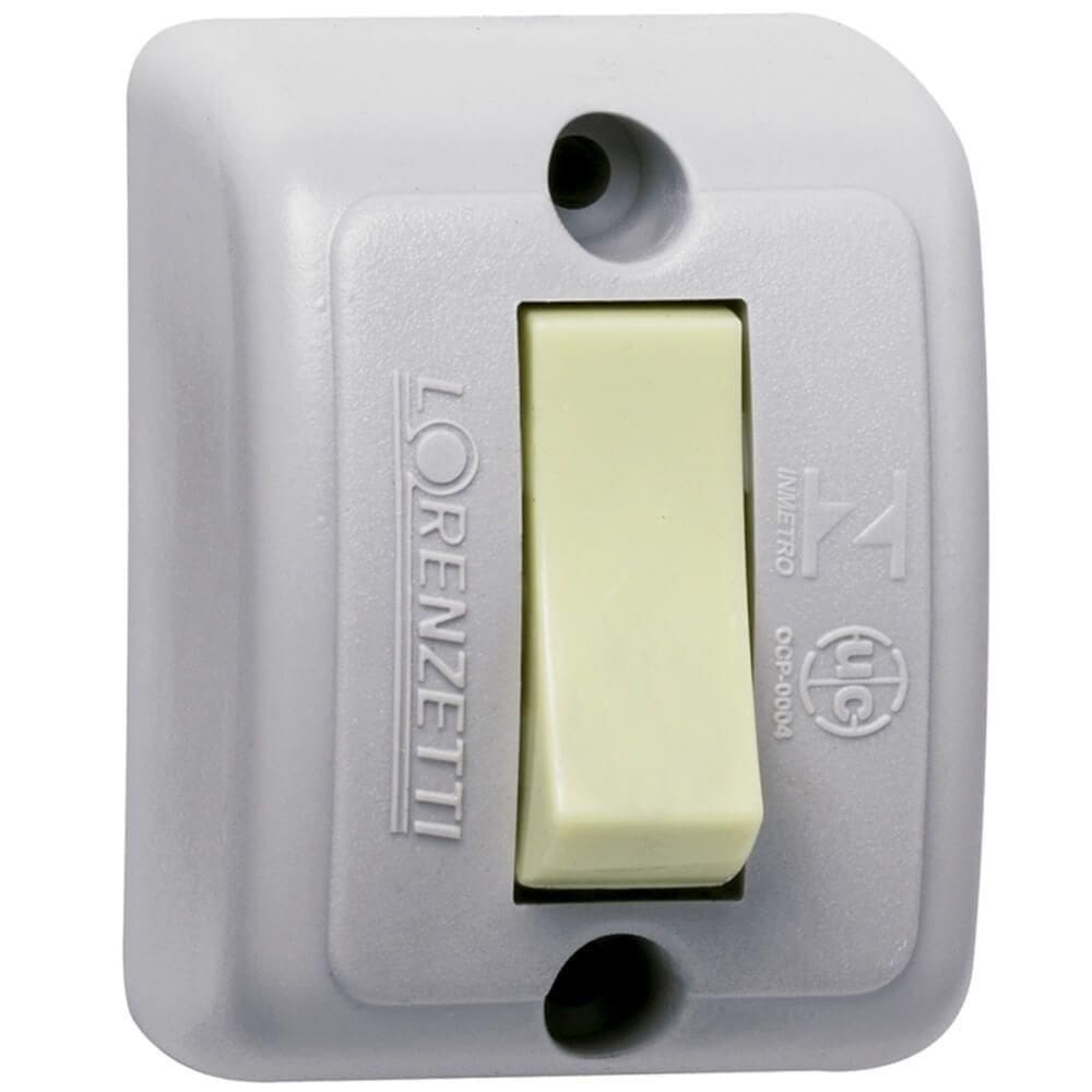 Interruptor Simples De Sobrepor Cinza 10a 250 Volts - 1063-n - Lorenzetti Interruptor Simples Sobrepor Cinza 10a 250v