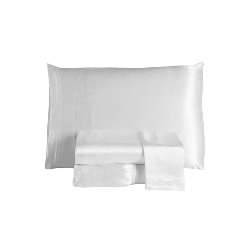 Jogo Lençol Casal Cetim Charmous 4pç 100% Poliéster - Branco