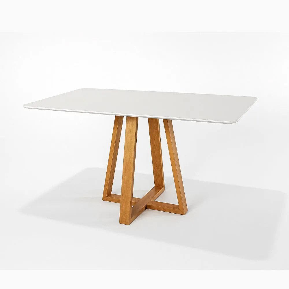 Mesa De Jantar Luna Retangular Tampo Laqueado Com Vidro 120x90 Luka Decor