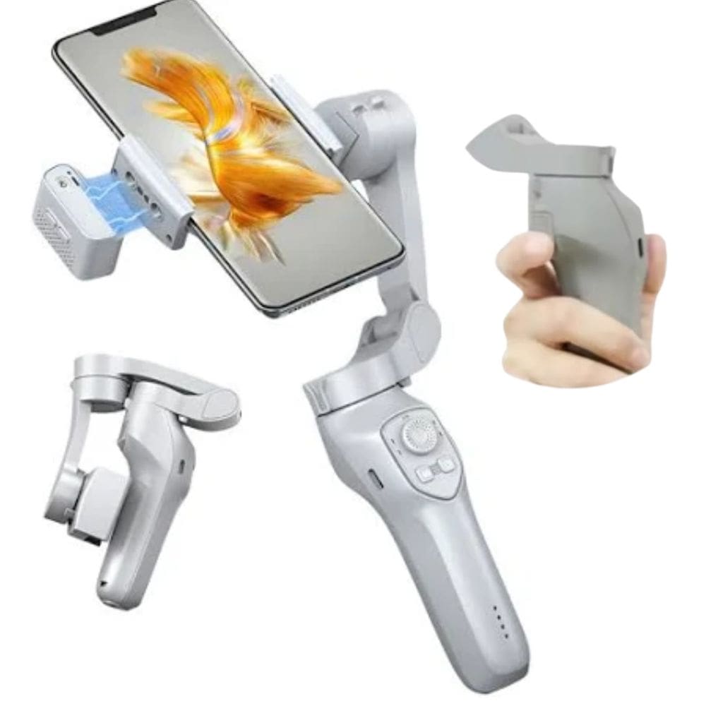 Estabilizador Profissional 3 Eixos Dobrável Bluetooth Rastreamento Facial Luz Integrada Gravações Profissionais