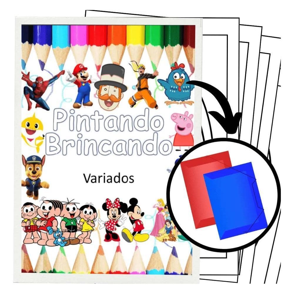 Kit 200 Desenhos Para Pintar E Colorir Tema Variados - Folha