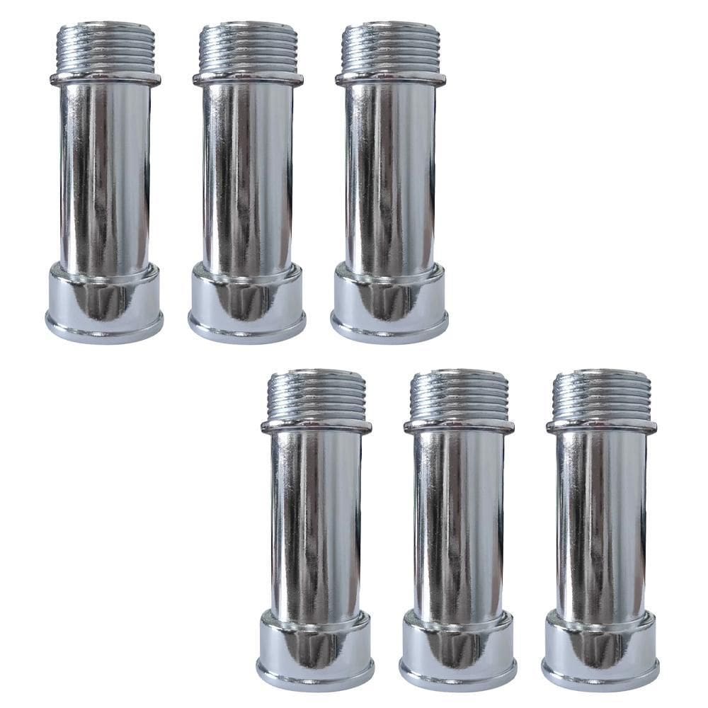 Kit 6 Extensão Para Torneira Longa 1/2`` 76Mm Metal Cromado
