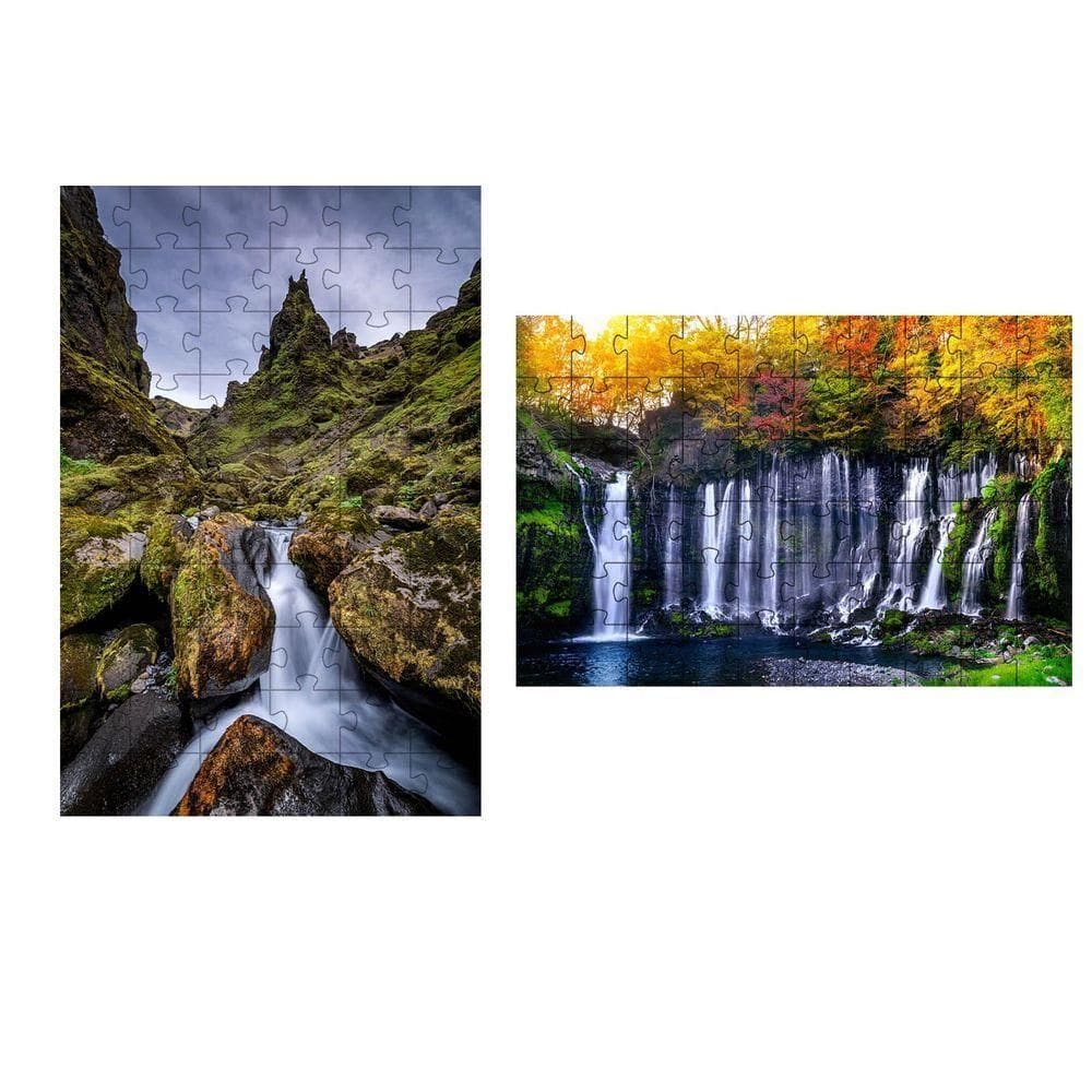 Kit 2 Quebra-cabeça Cachoeiras Do Mundo De 24 Peças Grandes
