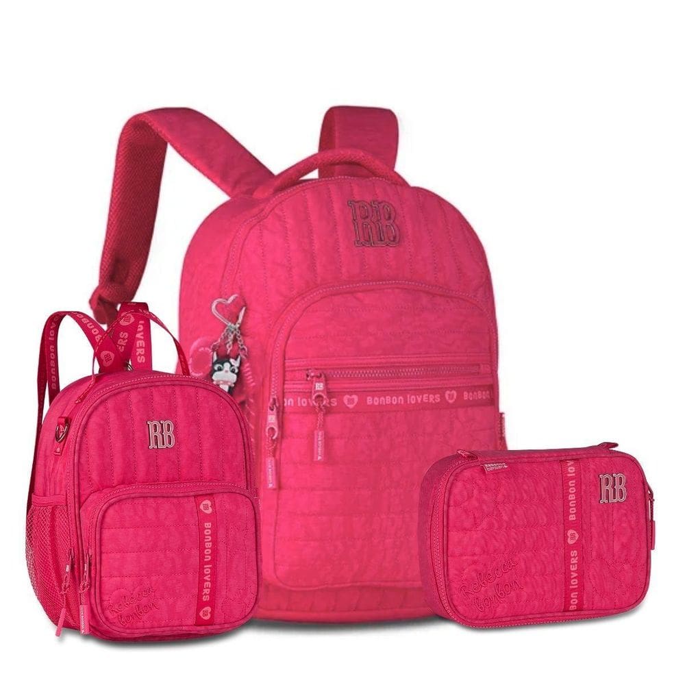 Mochila Rebecca Bonbon Kit Escolar C Lancheira E Estojo Rosa