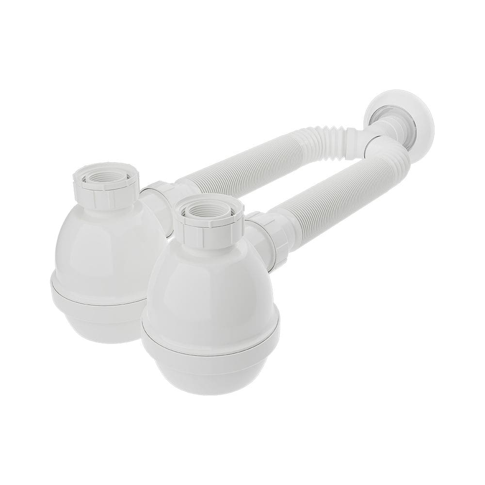 Sifão Tubo Extensível Branco com Copo Duplo