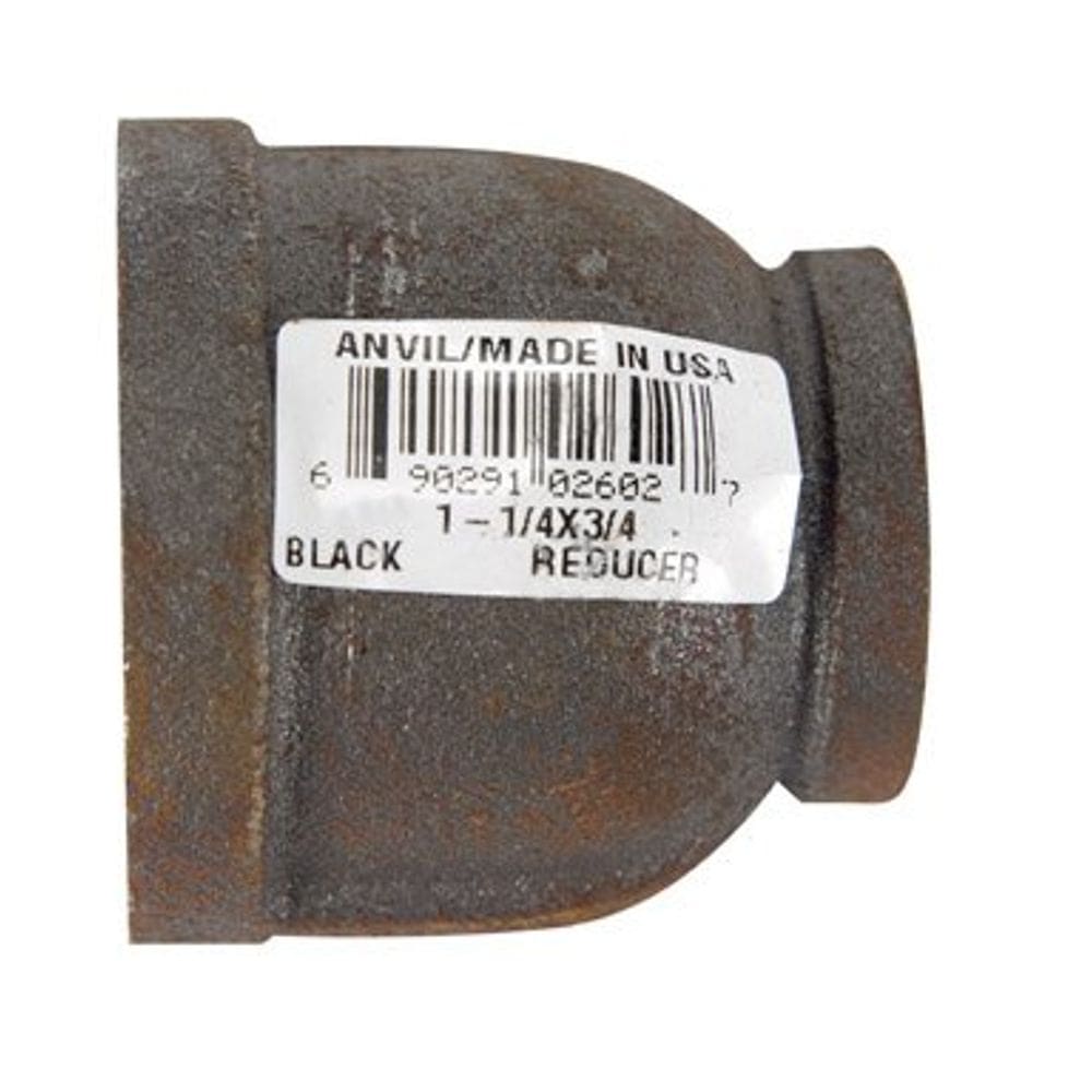 Bigorna de encaixe de tubulação de mangueira Redutor preto de 1-1/4 “x 3/4”