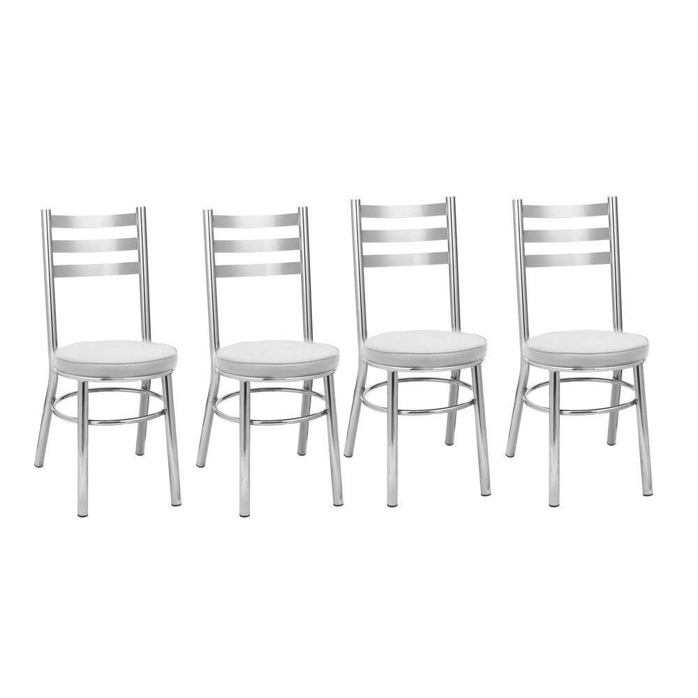 Kit 4 Cadeiras Cc80 Cromadas Debrum Treparoni Branco