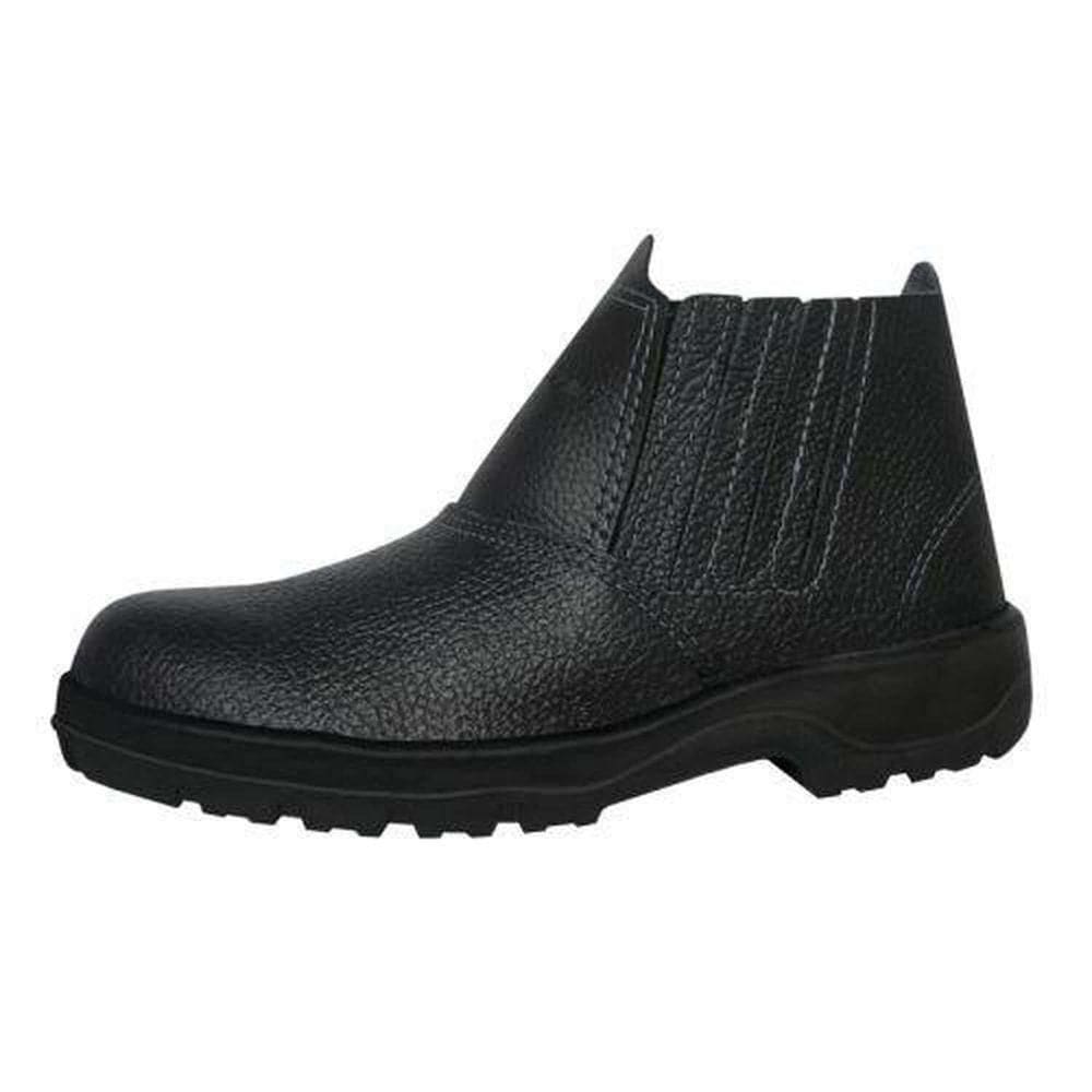 Botina Elástico Bico Aço Couro Preto Nº 44 - Imbiseg Pu Antibacteriana Anti Fungo