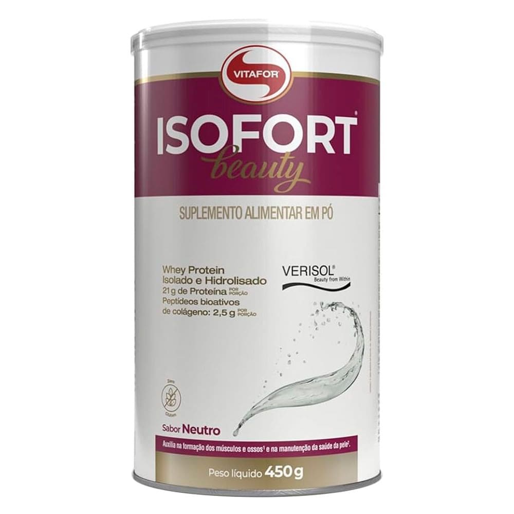Isofort Beauty Whey Protein Isolado e Hidrolisado Sabor Neutro 450g