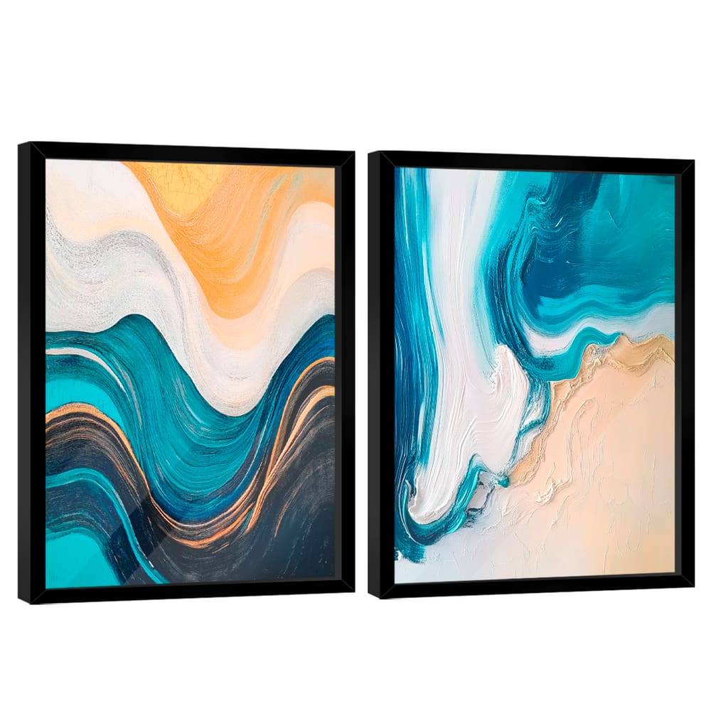 Quadro Decorativo Duo Abstrato Ondas Suave