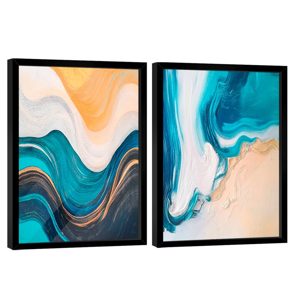 Quadro Decorativo Duo Abstrato Ondas Suave