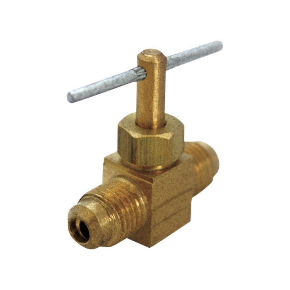 Válvula JMF 4506580 Válvula de agulha de latão amarelo, latão amarelo, 1/4”, pacote 5