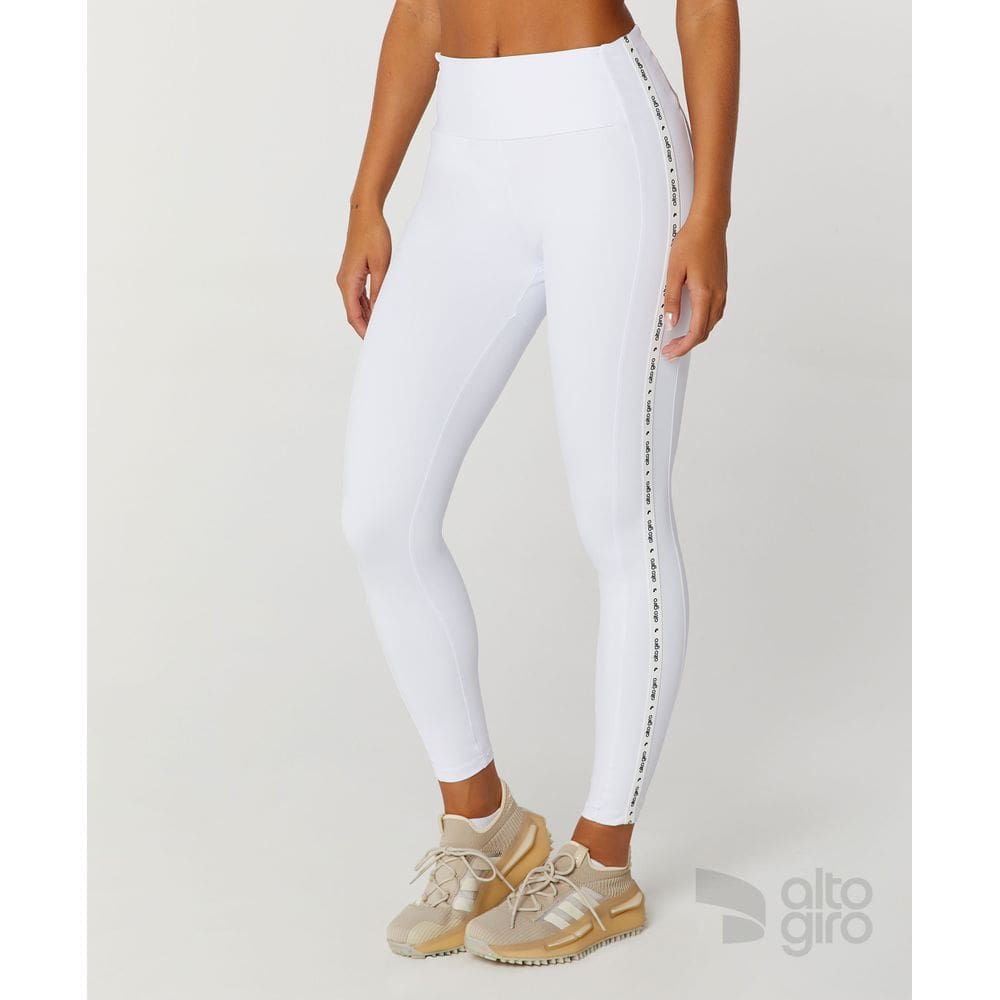 Legging Elastico Personalizado Alto Giro Branco