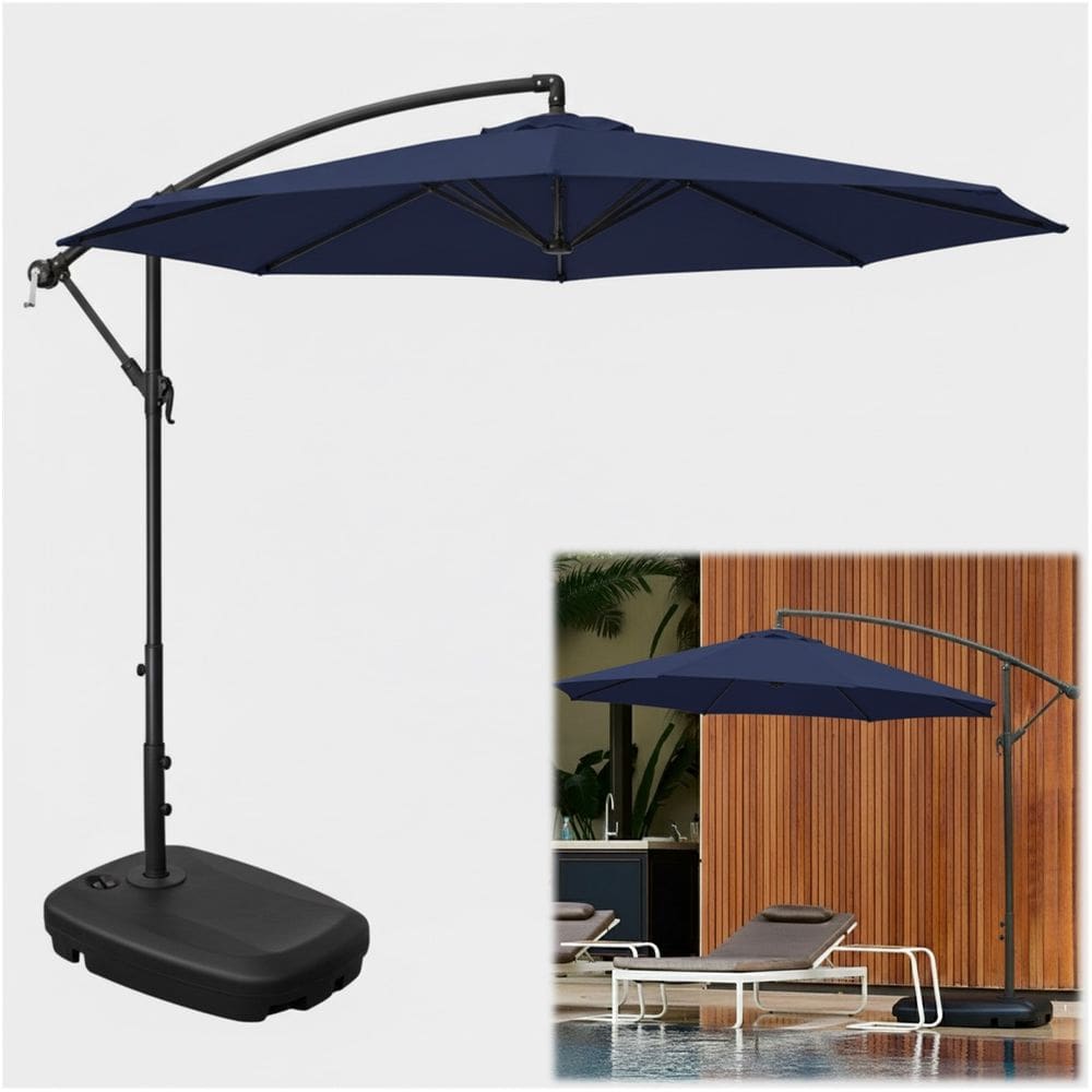 Kit Ombrelone Lateral Suspenso 3m Kauai + Base 55 Litros Piscina Jardim - AMZ