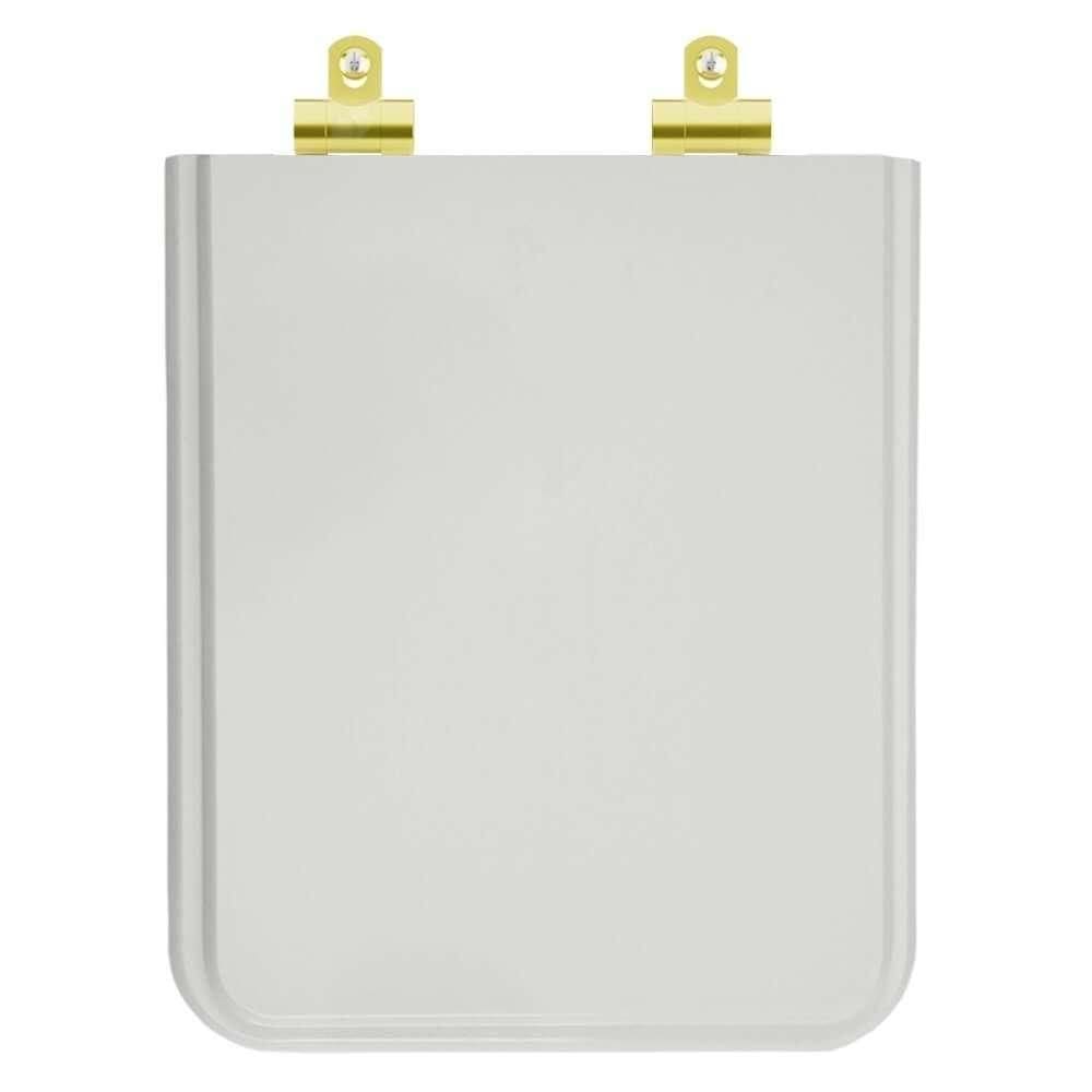 Assento Sanitário Poliester Soft Close Square Cinza Platina (cinza Claro) Para Vaso Incepa Com Ferragem Dourada