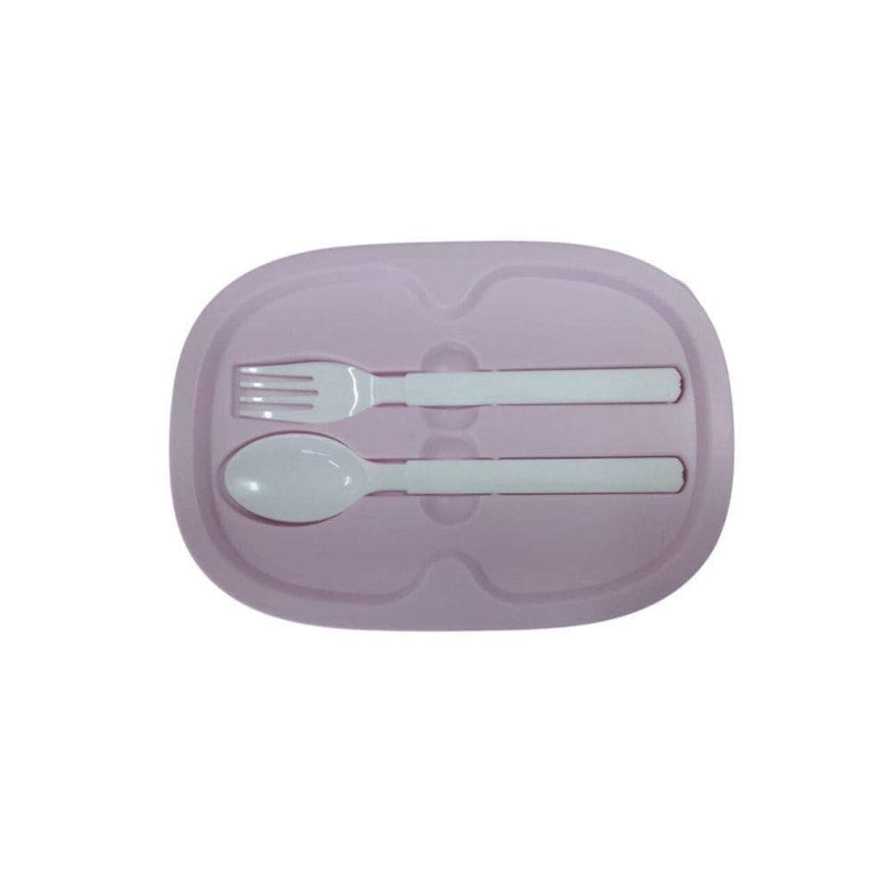 Kit Lancheira Infantil Kuromi Dupla Camada Com Alça E Talher 1600ml