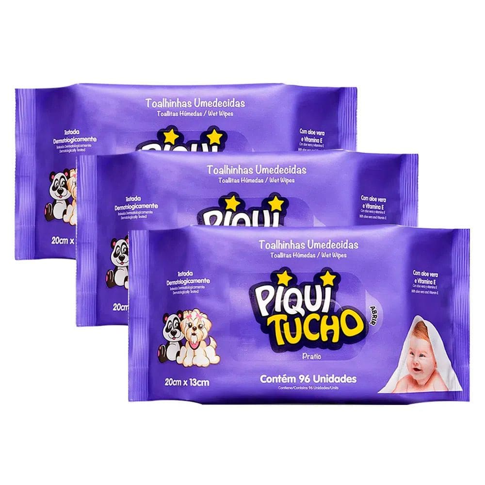 Kit 3 Toalha Umedecida Piquitucho Pratic 96 Unidades