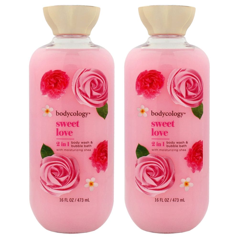 Sabonete líquido e banho de espuma Bodycology Sweet Love, pacote com 2 unidades