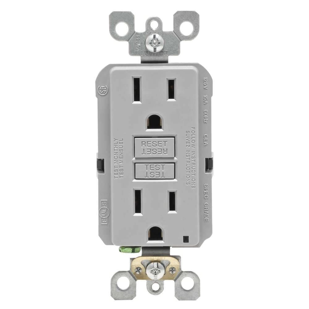Tomada Elétrica Leviton R03-GFNT1-KGY GFCI 15A Cinza