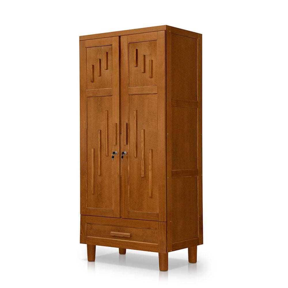 Guarda Roupa em 100% Madeira 2 Portas 1 Gaveta Suiça