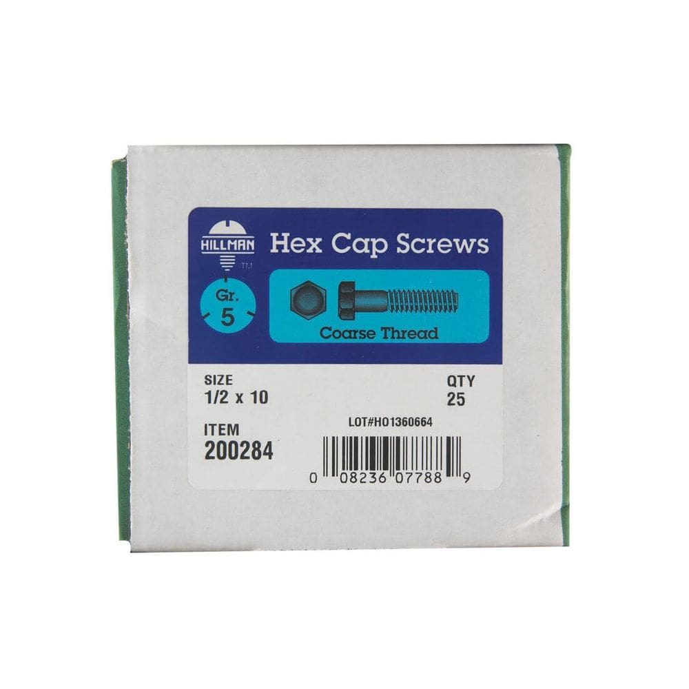 Parafuso de tampa hexagonal Hillman 1,3 cm x 25,4 cm em aço zinco, pacote com 25 unidades