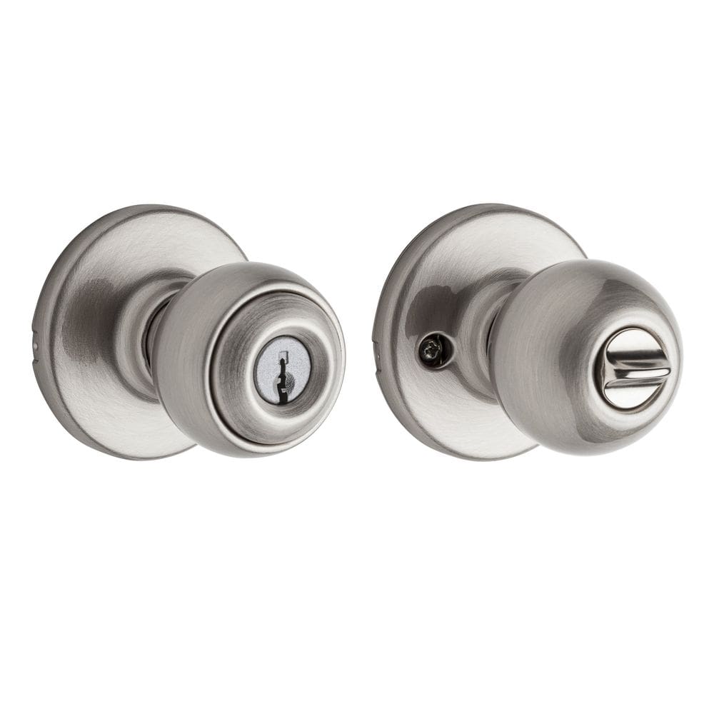 Botão de entrada Kwikset Polo, fechadura com chave de níquel acetinado