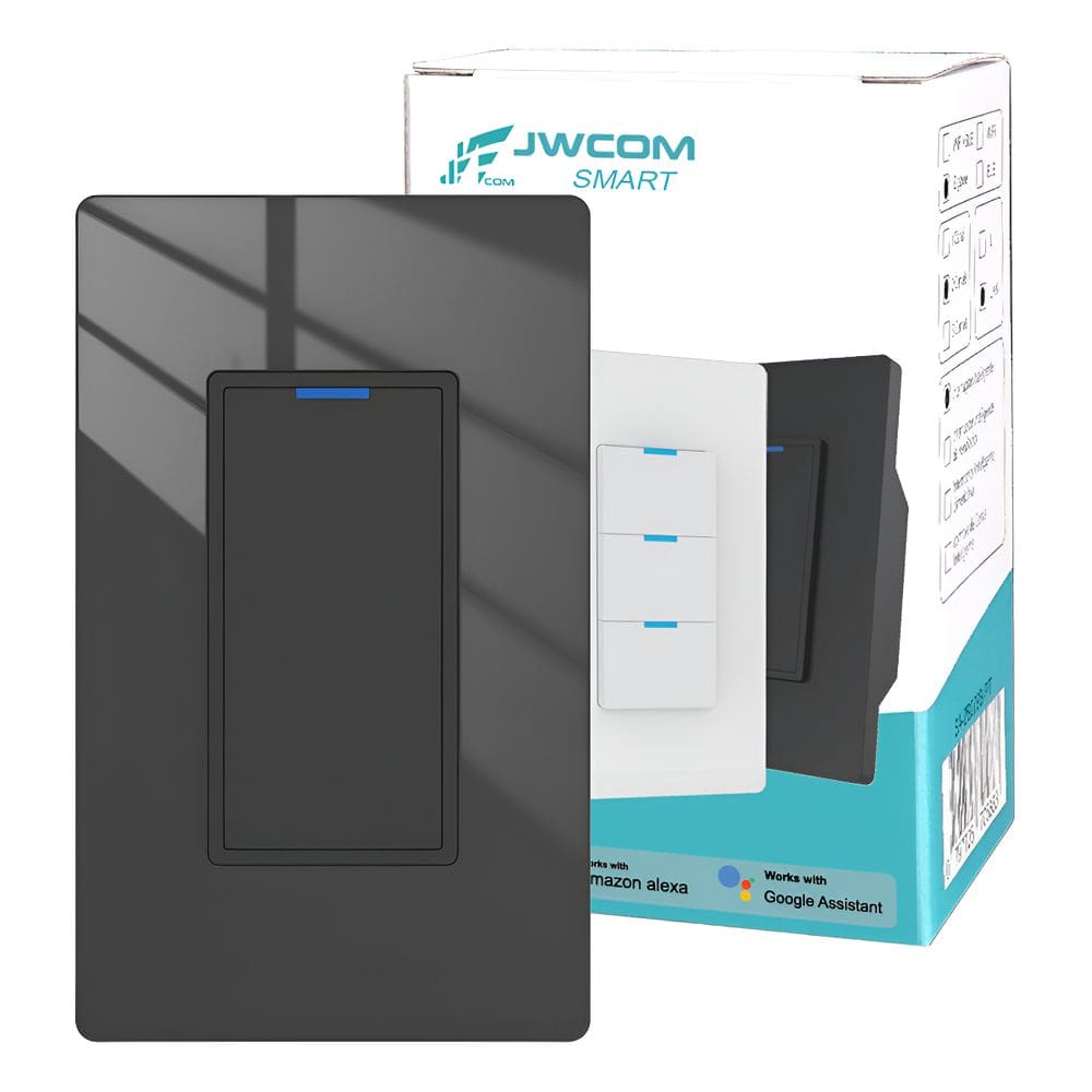 Interruptor Inteligente Tecla Física vidro 1 Botão Zigbee PRETO  JWCOM SA-ZB279A-PT