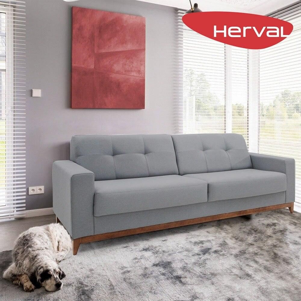 Sofá 4 Lugares Herval Safira Linho Cinza, 240 cm