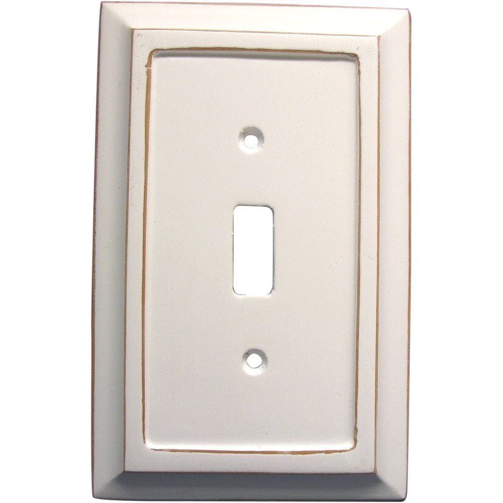Placa de parede Amerelle Savannah Single Toggle Wood, branca envelhecida