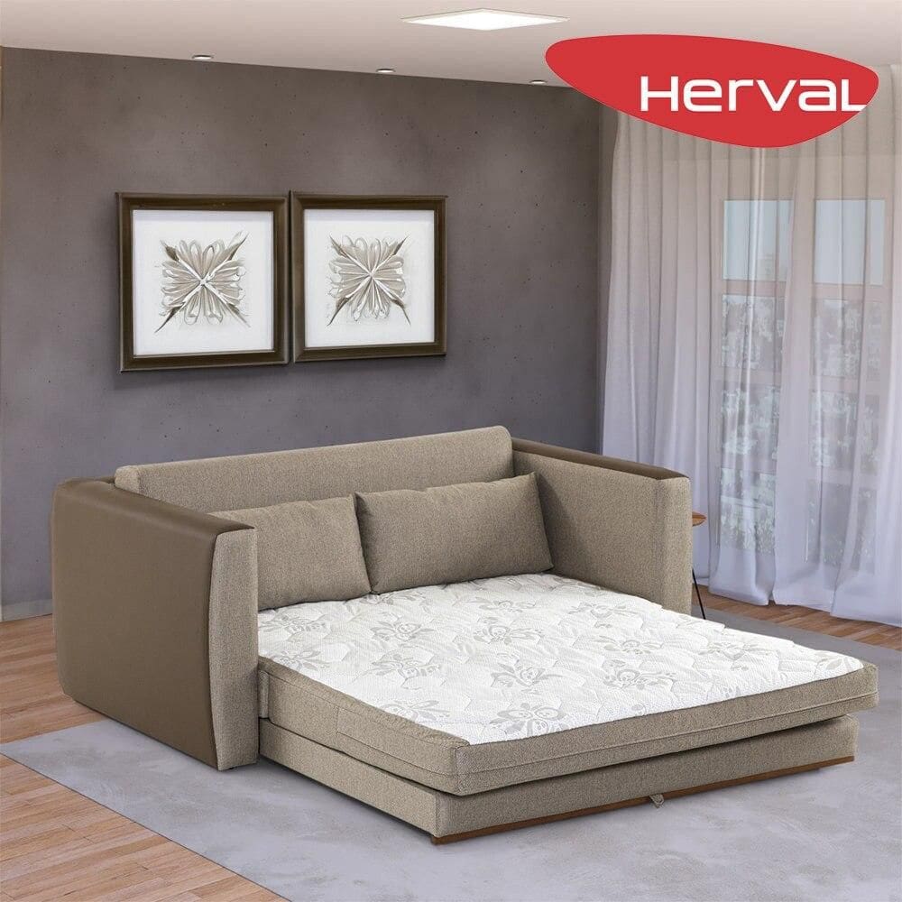 Sofá-Cama 3 Lugares Herval Star Linho Marrom, 188 cm