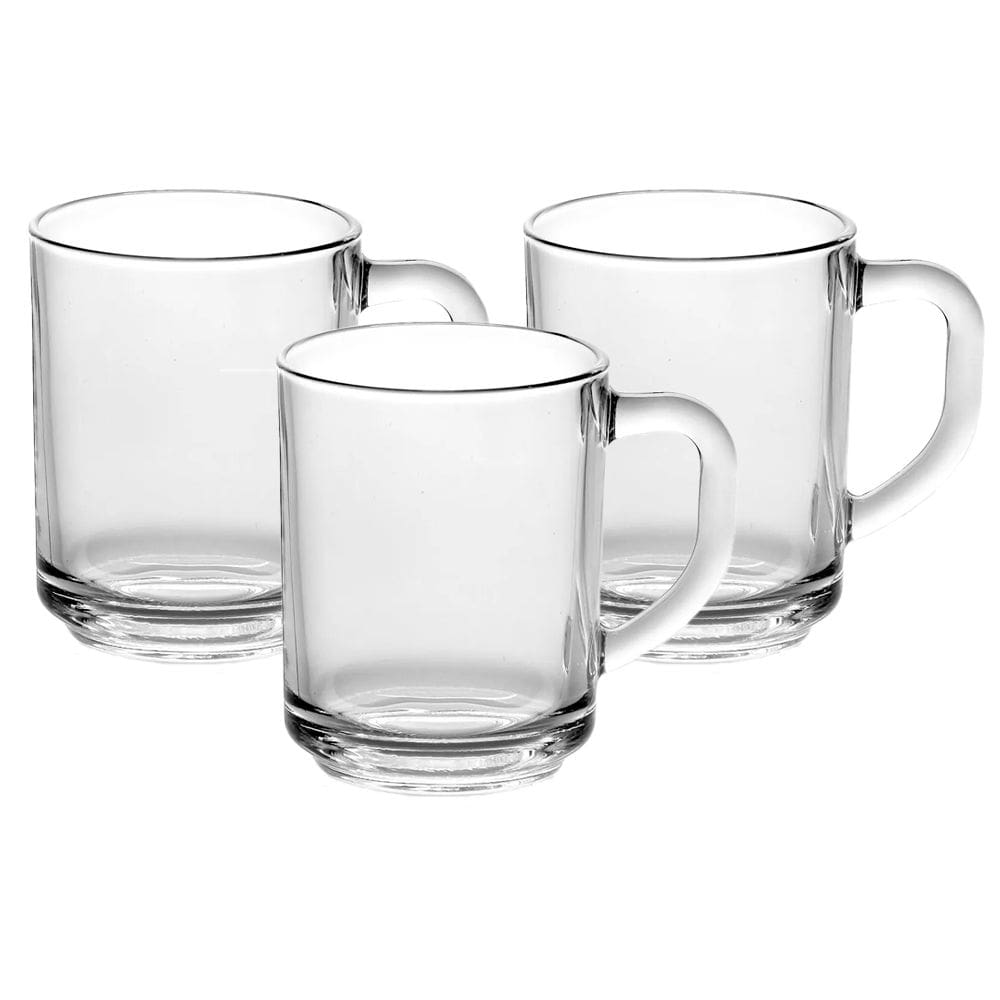 Jogo C/3 Canecas de Vidro Transparente Clear 250ml Cappuccino Lehaví