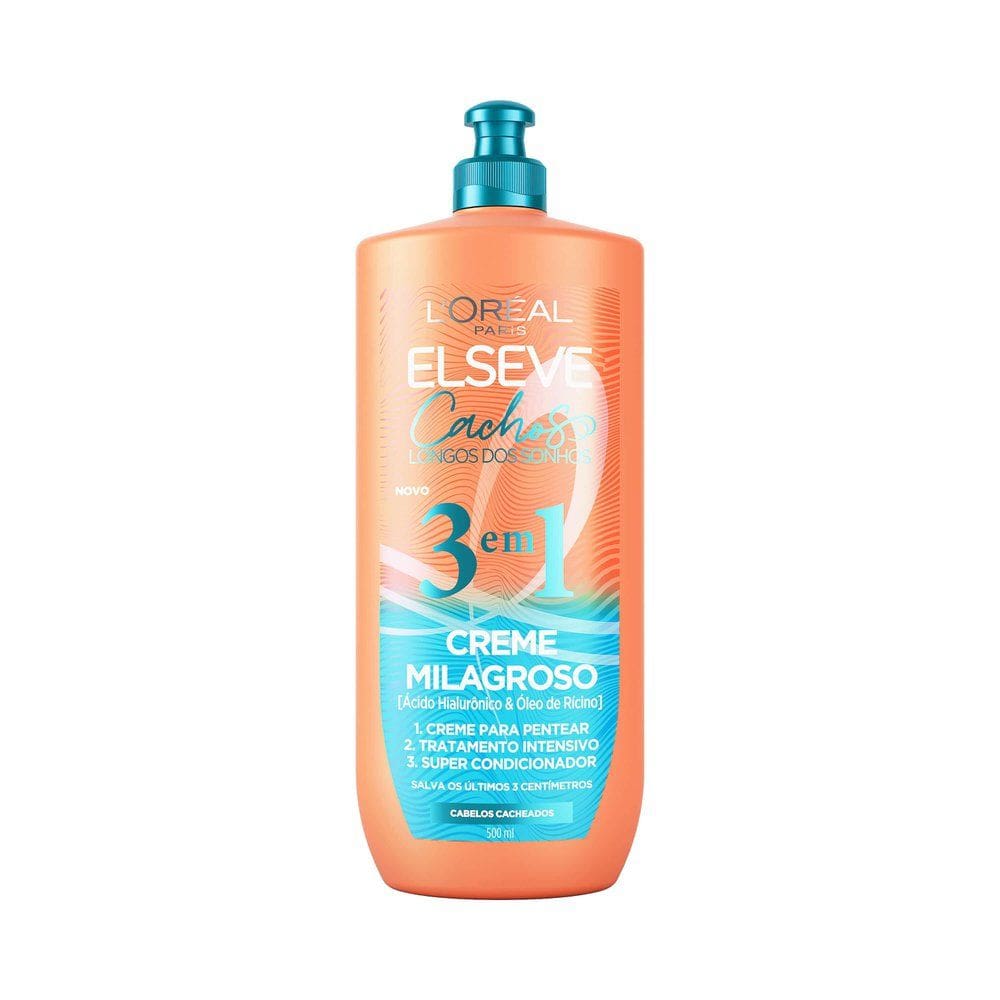 Creme Milagroso 3 em 1 L`Oréal Paris Elseve Cachos Longos dos Sonhos 500ml