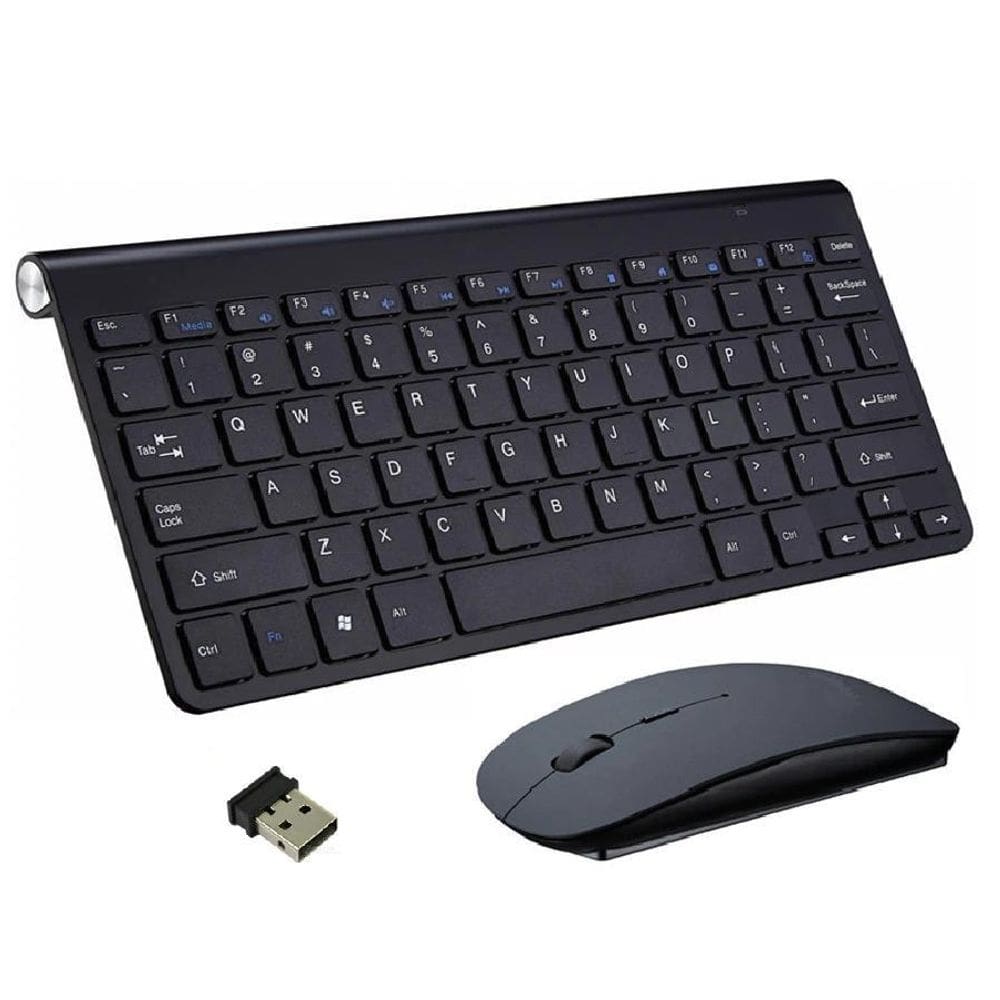 Kit Mini Teclado E Mouse Wireless Slim Plug Play 2.4ghz - Preto