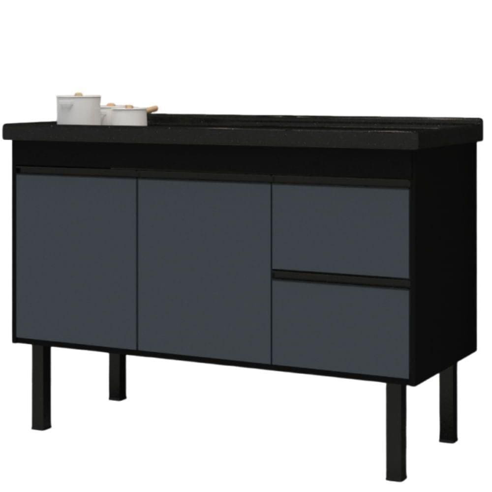 Gabinete Preto E Cinza Para Cozinha Color Em Madeira Mdf De 1,14 Metros Para Pias De 1,20 Metros - 278 - Primatto