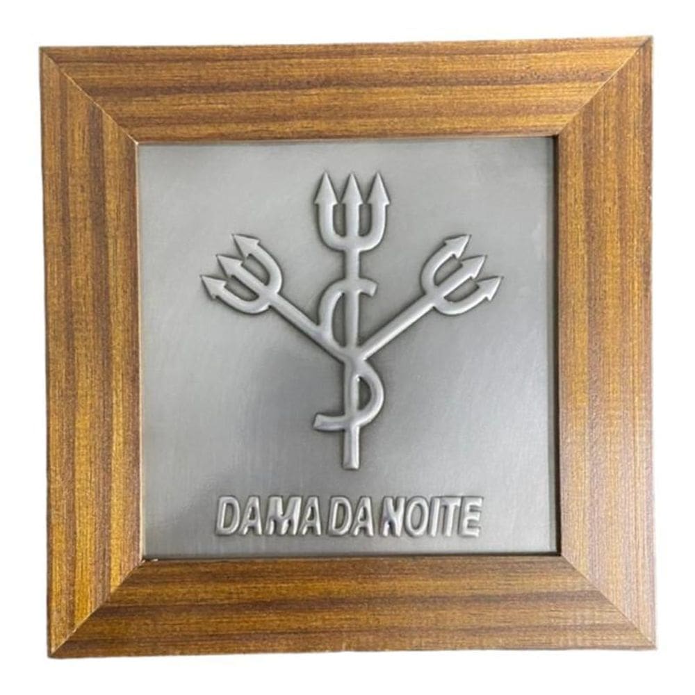 Quadro Dama Da Noite Madeira Imbuia E Metal 18 X18 Cm