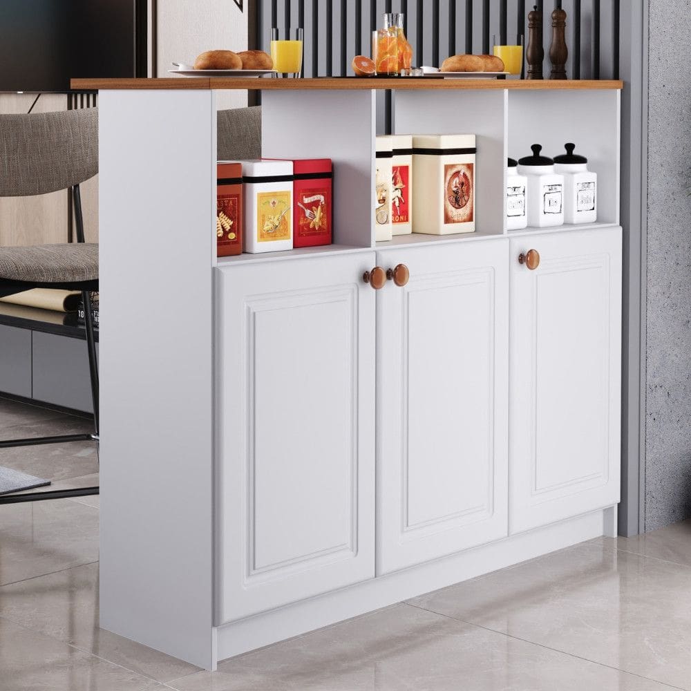 Bancada Ilha 3 Portas 120cm Flavia Indekes