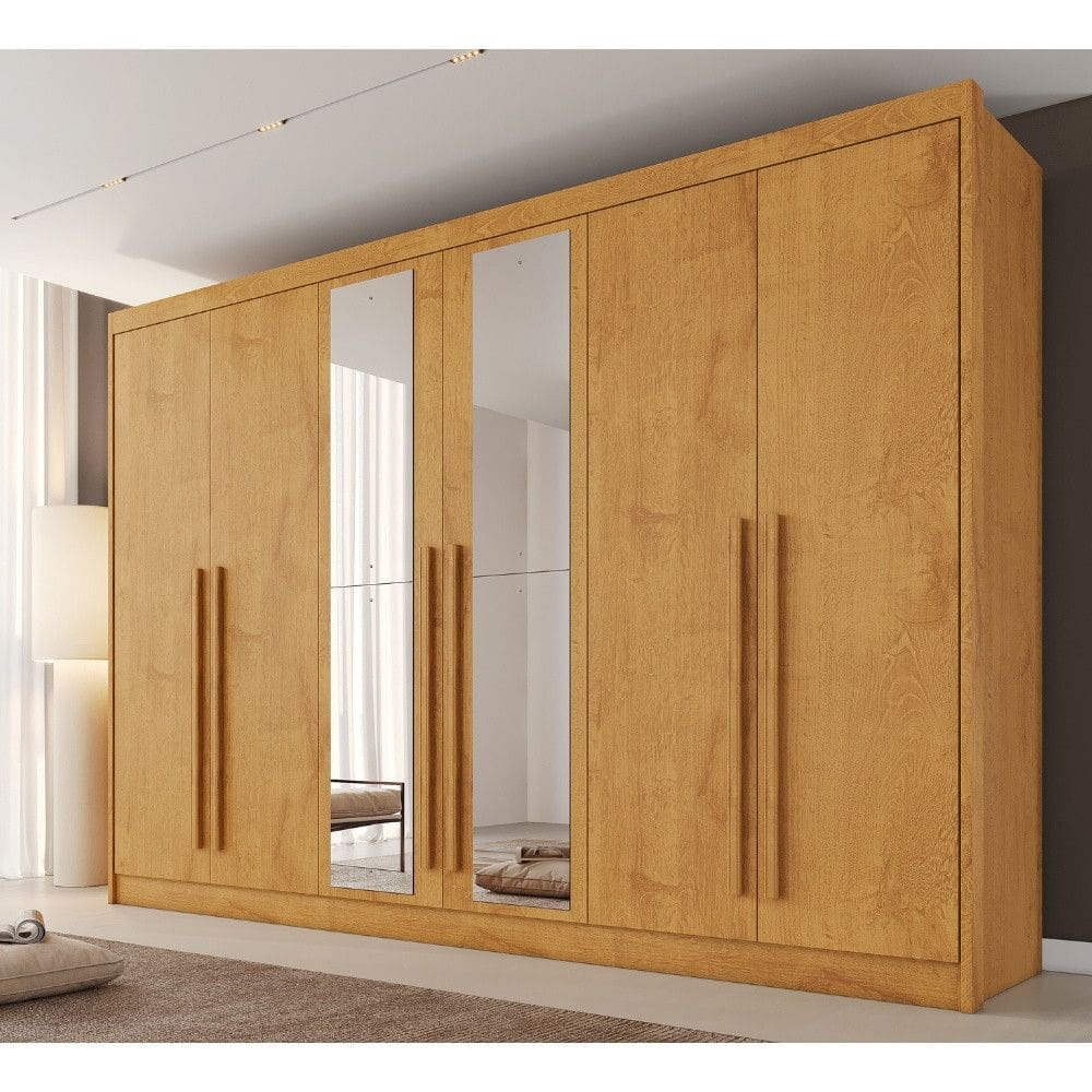 Guarda Roupa Casal com Espelho 6 Portas em MDF Alba Plus Made Marcs