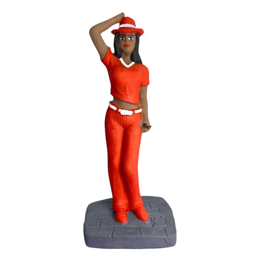 Escultura Maria Navalha Vermelha 16 Cm Em Resina