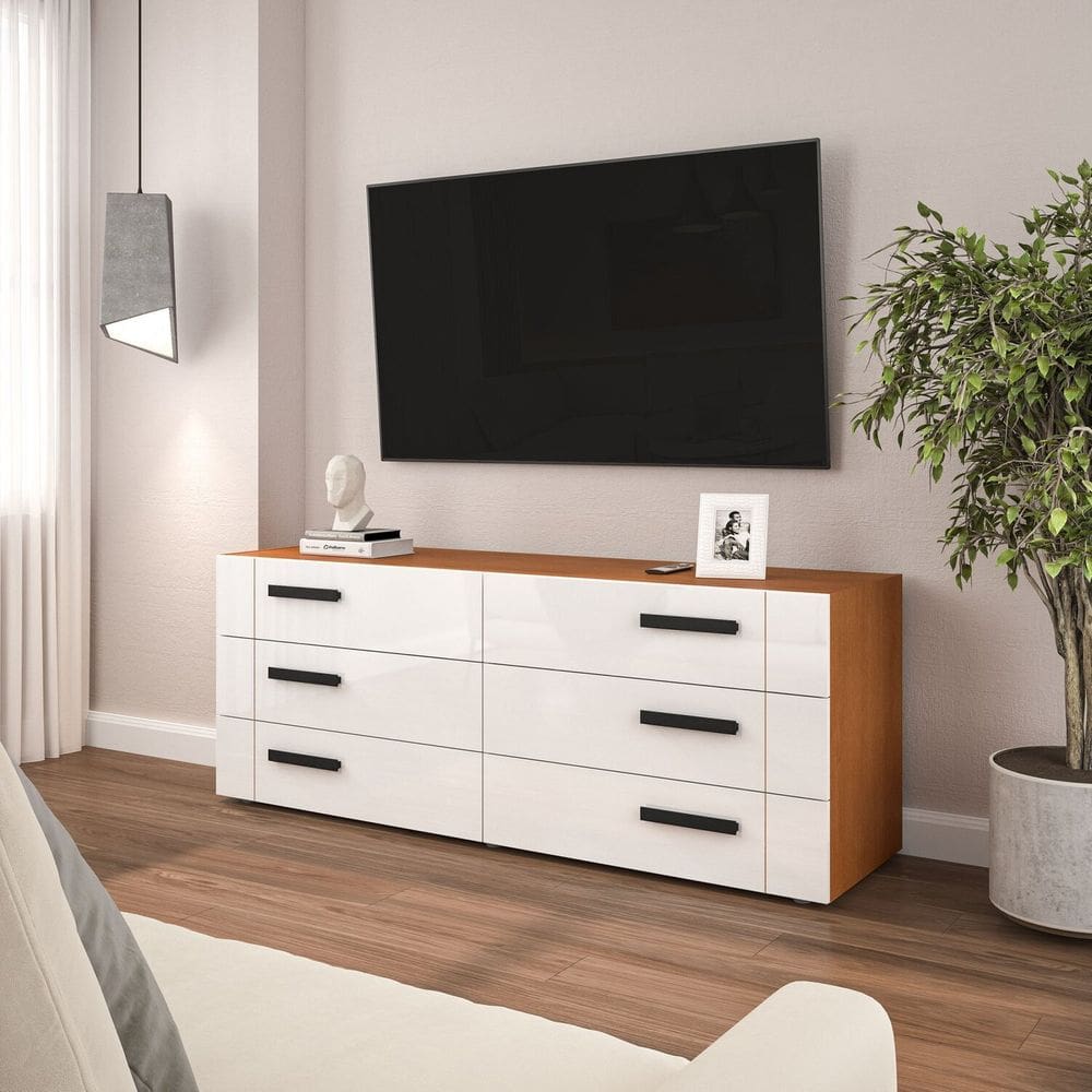 Rack para Tv 65 Polegadas com 6 Gavetas Lisboa Branco