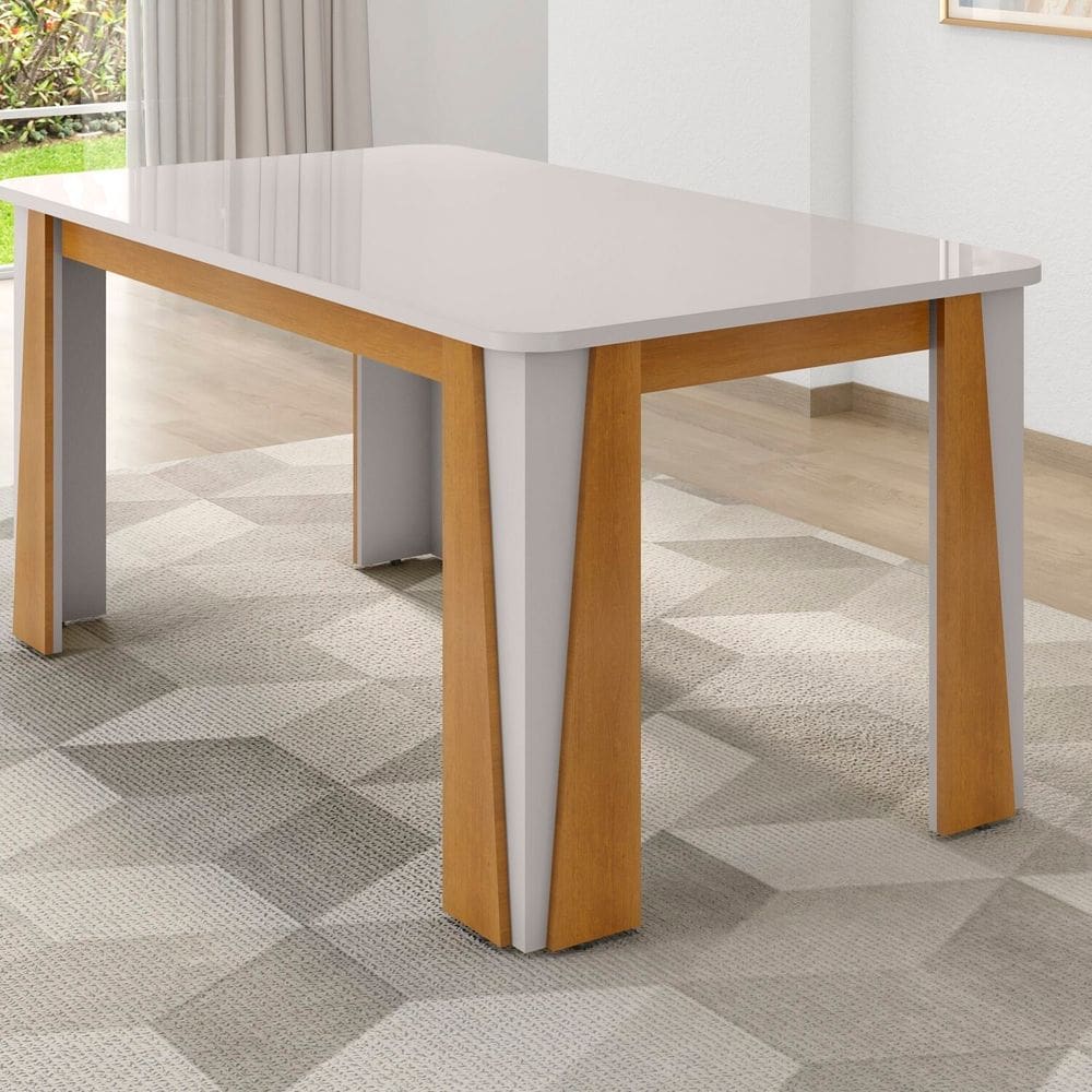 Mesa para Sala de Jantar 6 Lugares Opera Naturalle/Off-White