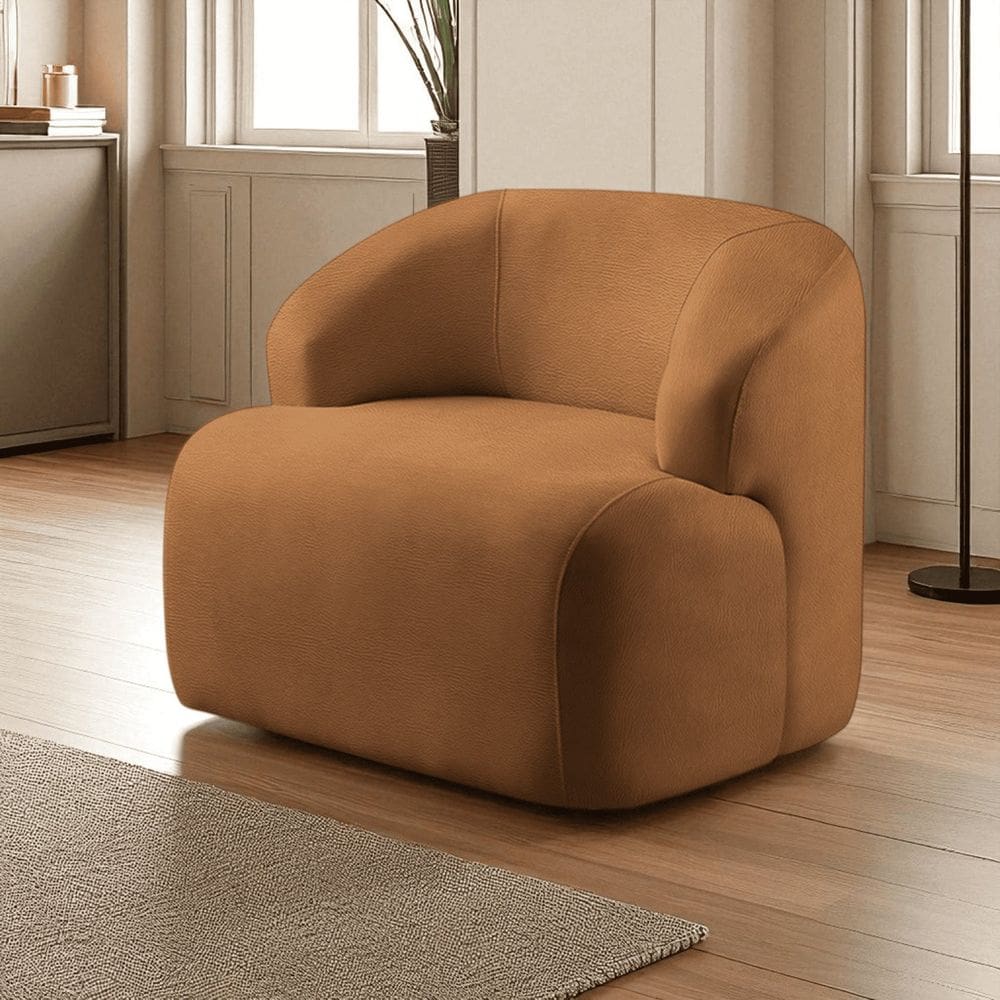 Poltrona Luxo Madeira Maciça Eucalipto Noah Caramelo