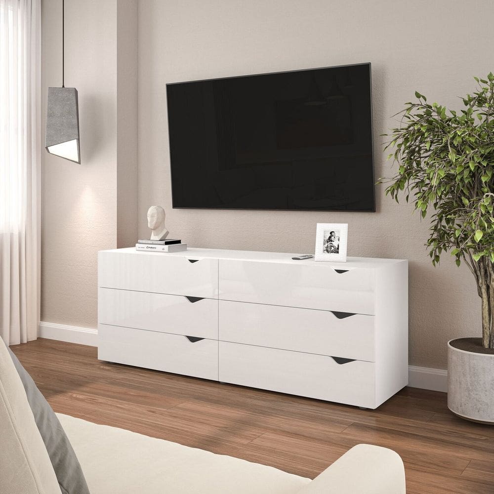 Rack para Tv 65 Polegadas com 6 Gavetas Porto Branco