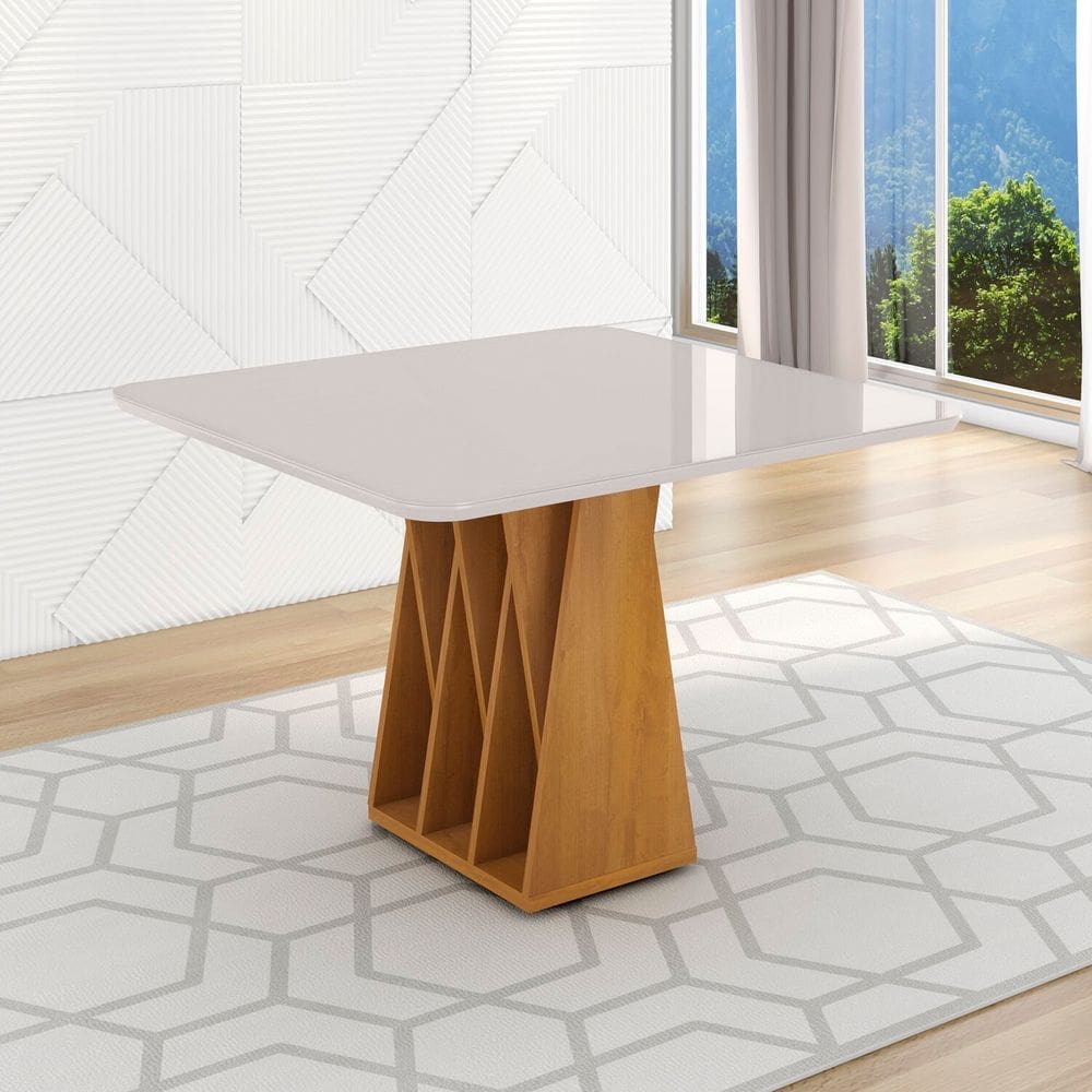 Mesa para Sala de Jantar 4 Lugares Orquestra Naturalle/Off White