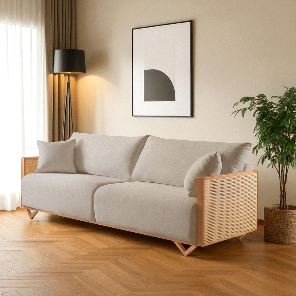 Sofá Fixo 4 Lugares Luxo 250cm Arthur Bege