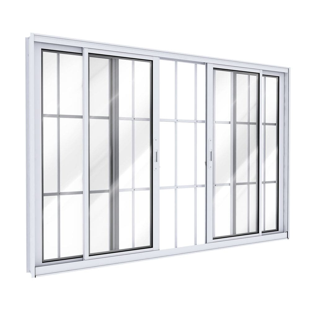 Janela de Alumínio de Correr 2 Folhas Móveis e 2 Folhas Fixas com Grade 120x150cm Lucasa Ideale Branco