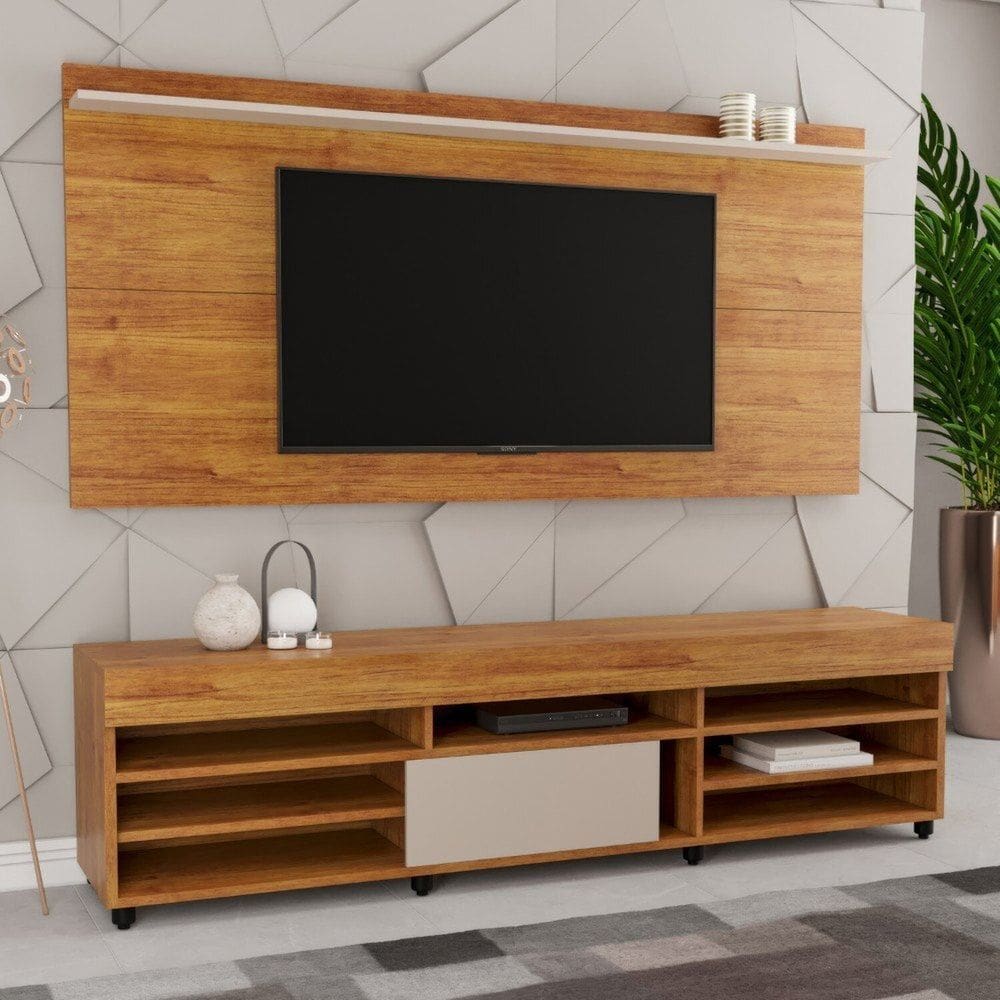 Rack com Painel para Tv 58 Polegadas Twin Mel/Off White