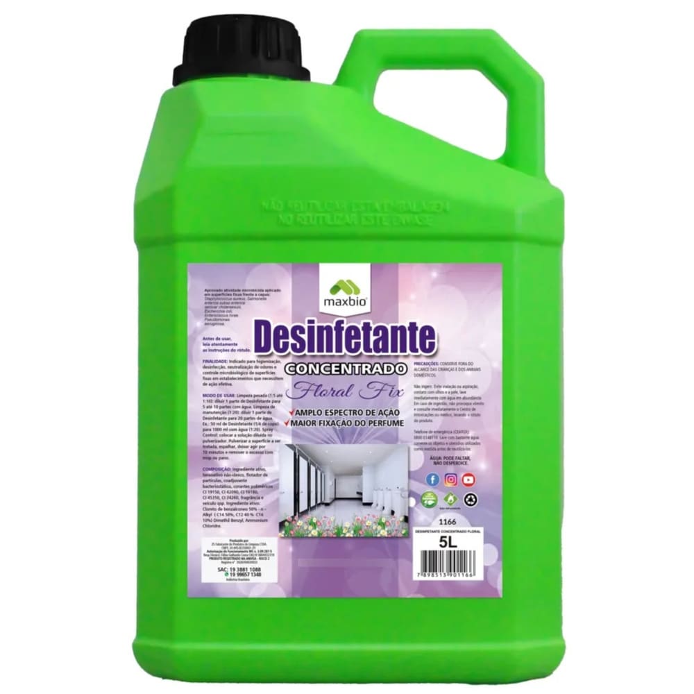 Desinfetante Microbiologico Concentrado Floralfix 5L Biodegradavel Maxbio