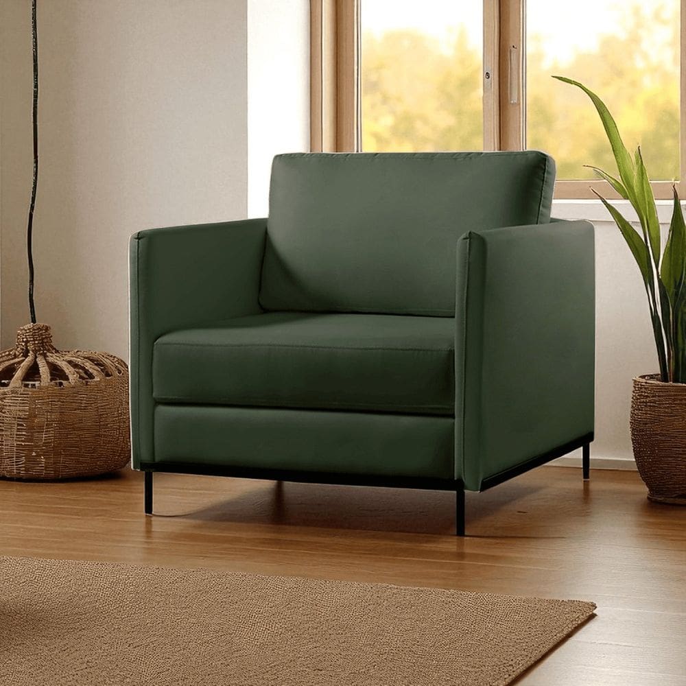 Poltrona Luxo Madeira Maciça Eucalipto Ravi Verde